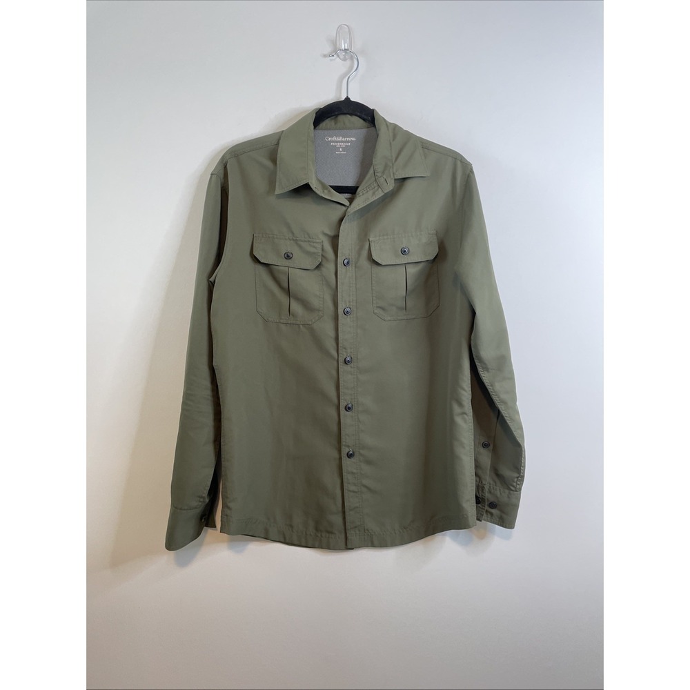Croft & Barrow Performance Small Olive Green Button Front Utility‎ Shirt
